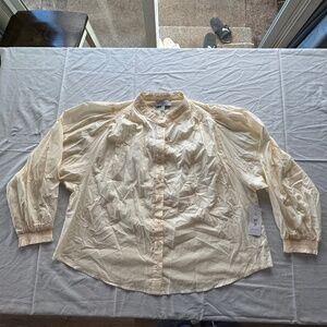 Boho style NWT Jessica Simpson Long Sleeve Cotton Blouse Cream Yellow Ladies' M